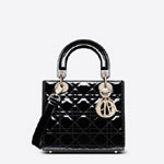 Small Lady Dior Bag Black Patent Cannage Calfskin M0531OWCB M900