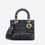 Dior Medium Lady D Lite Bag Blue Black Mizza M0565ORHM M962