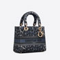 Dior Medium Lady D Lite Bag Blue Black Mizza M0565ORHM M962 - thumb-2