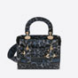 Dior Medium Lady D Lite Bag Blue Black Mizza M0565ORHM M962 - thumb-3