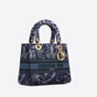 Dior Medium Lady D Lite Bag Blue Roses Embroidery M0565ORVG M928 - thumb-2