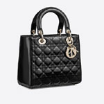 Medium Lady Dior Bag Black Cannage Patent Calfskin M0565OWCB M900