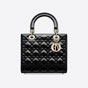 Medium Lady Dior Bag Black Cannage Patent Calfskin M0565OWCB M900 - thumb-3