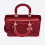 Large Lady Dior Bag Cherry Red Cannage Lambskin M0566ONGE M52R - thumb-3