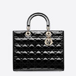 Large Lady Dior Bag Black Patent Cannage Calfskin M0566OWCB M900