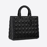 Large Lady Dior Bag Black Ultramatte Calfskin M0566SLOI M989