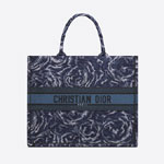 Large Dior Book Tote Blue Roses Embroidery M1286ZRVG M928