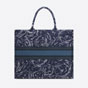 Large Dior Book Tote Blue Roses Embroidery M1286ZRVG M928 - thumb-3