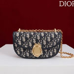 Small Dior Medaillon Flap Bag with Chain Blue M3921QTZQ M928