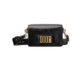 Dior evolution flap bag slot handclasp black crinkled calfskin M8000CLLM M900