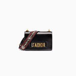 Jadior flap bag in black crinkled calfskin with boho strap M9000CRSB M911