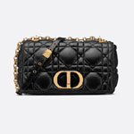 Medium Dior Caro Bag Black Quilted Macrocannage Calfskin M9242UNGK M900