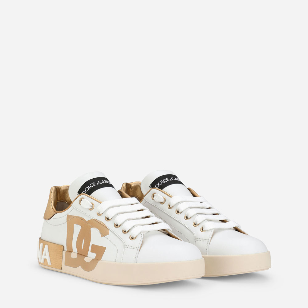 Calfskin Portofino sneakers with DG logo in White CK1544B596089662 - Photo-2