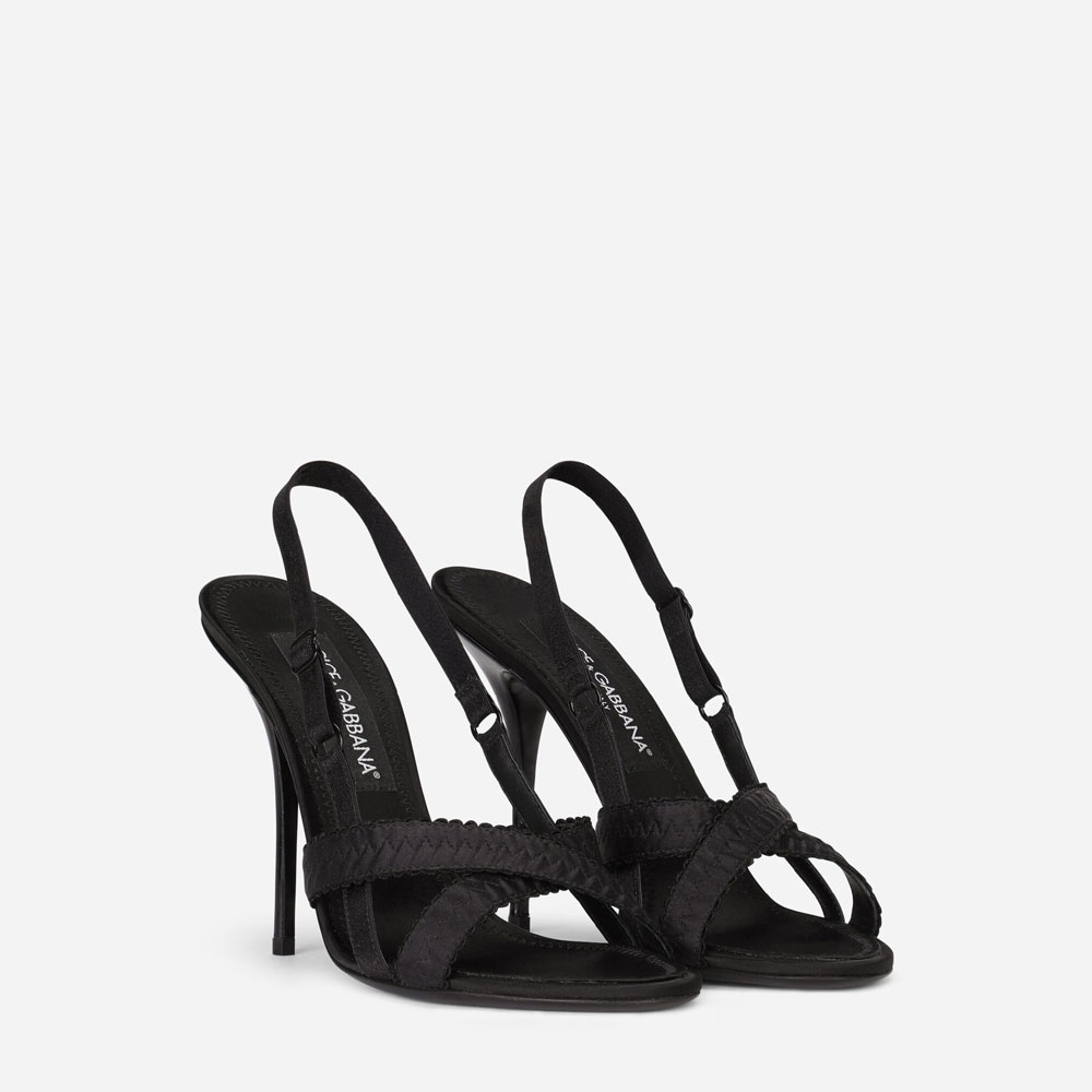 Dolce Gabbana Satin sandals in Black CR1162AQ0298B956 - Photo-2