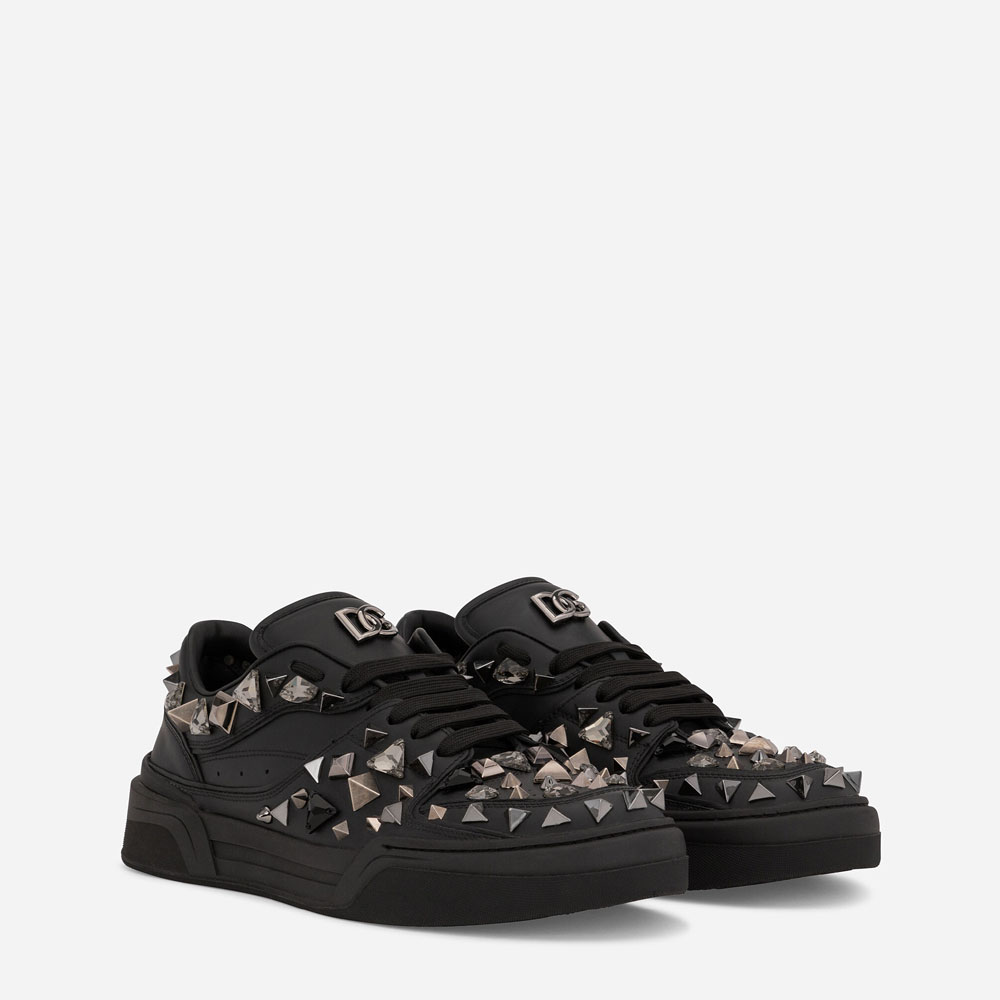 DG Calfskin nappa New Roma sneakers studs in Black CS2036AY8578B956 - Photo-2