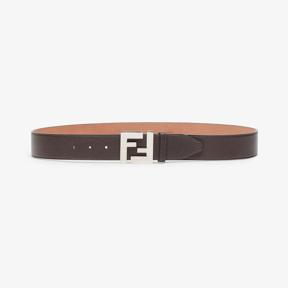 Fendi Brown Leather Belt With Single Loop 7C0403 SFR F16BT