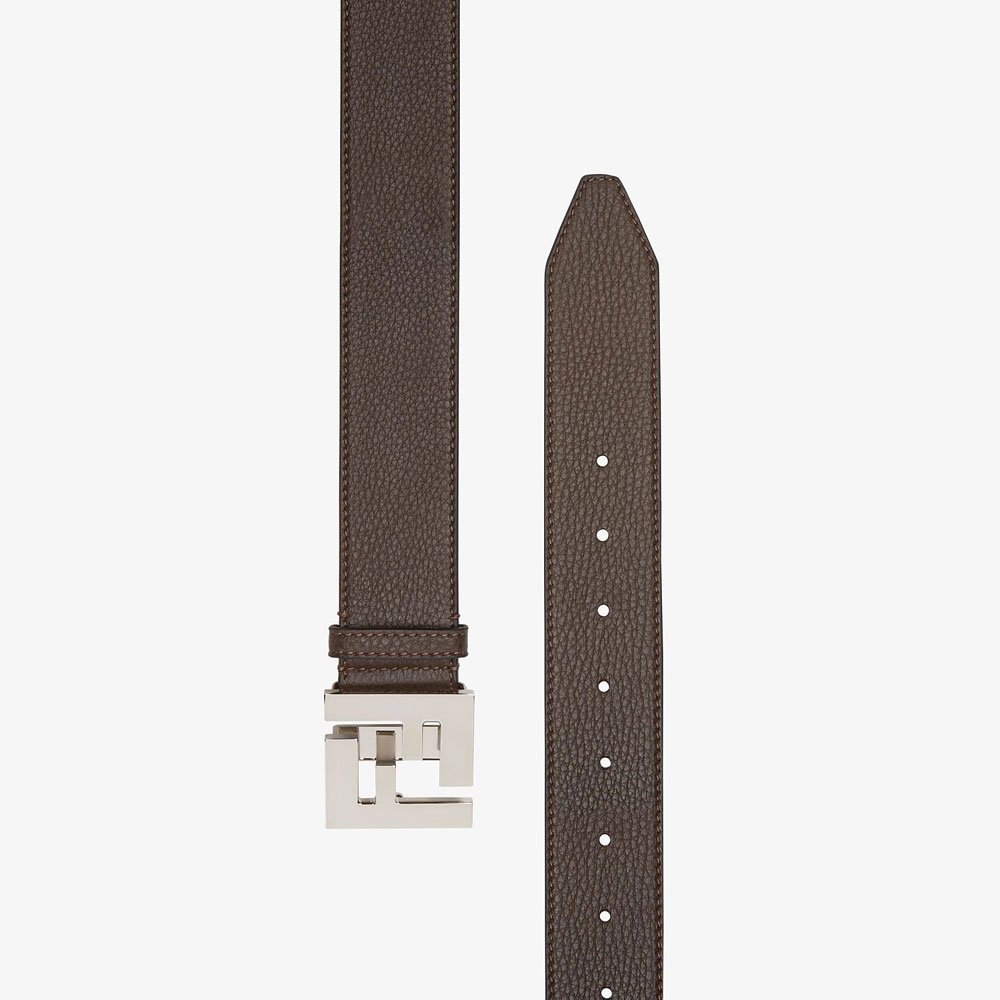 Fendi Brown Leather Belt With Single Loop 7C0403 SFR F16BT - Photo-2
