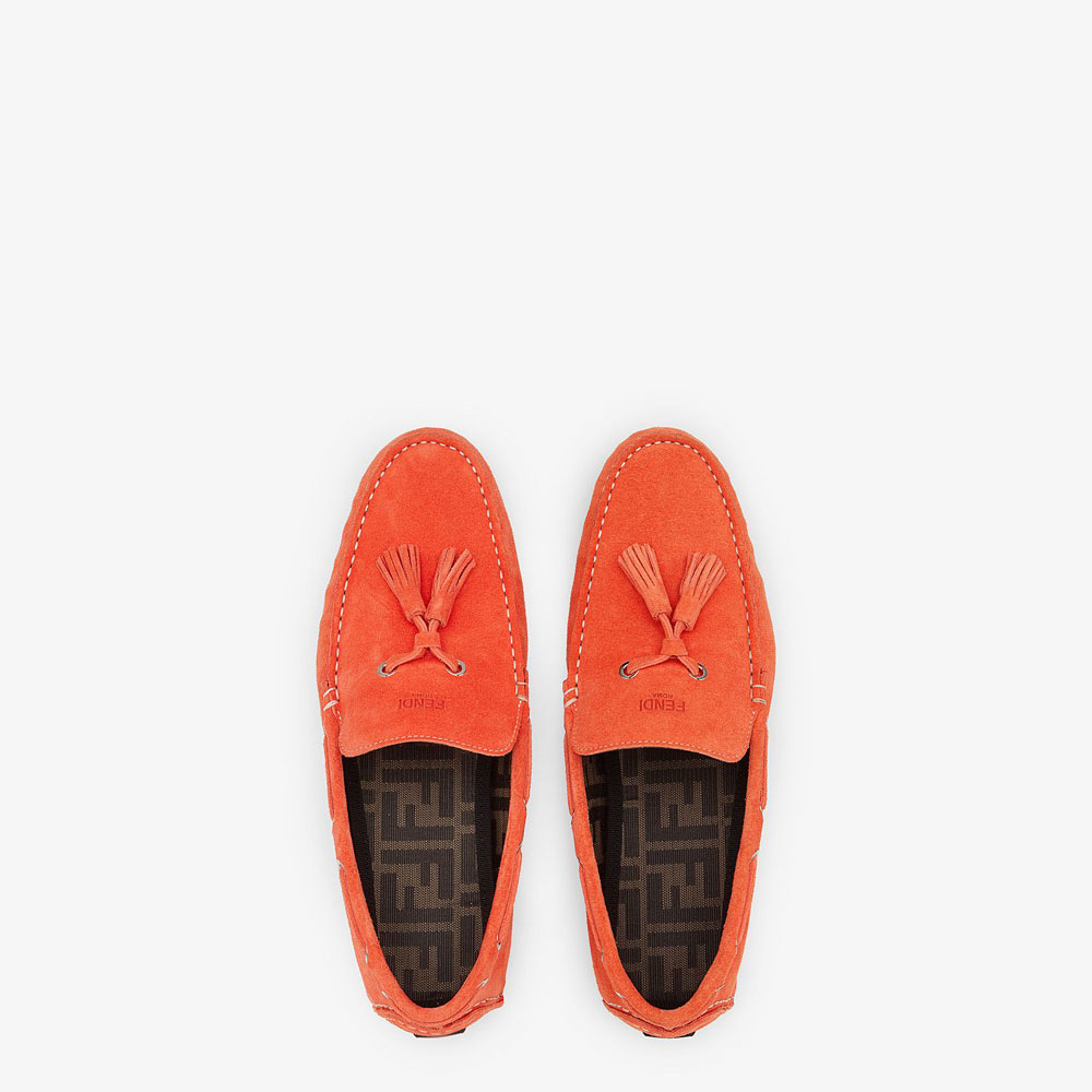 Fendi Loafers Orange Leather Drivers 7D1248 QK9 F0ESM - Photo-2