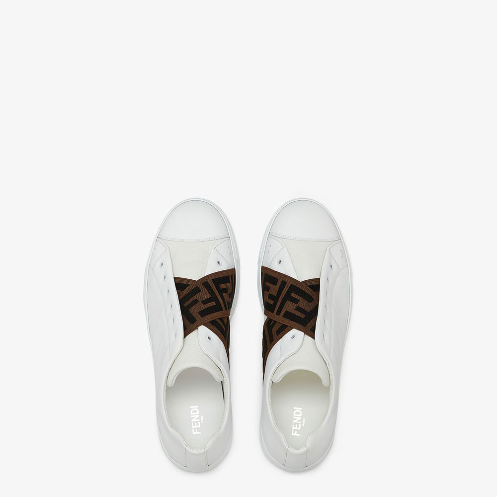 Fendi Sneakers White Leather Slip Ons 7E1198 A5JP F150F - Photo-2