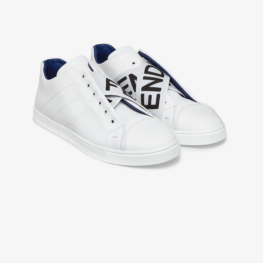 Fendi Sneakers White Leather Slip Ons 7E1198 ABOA F1AUG