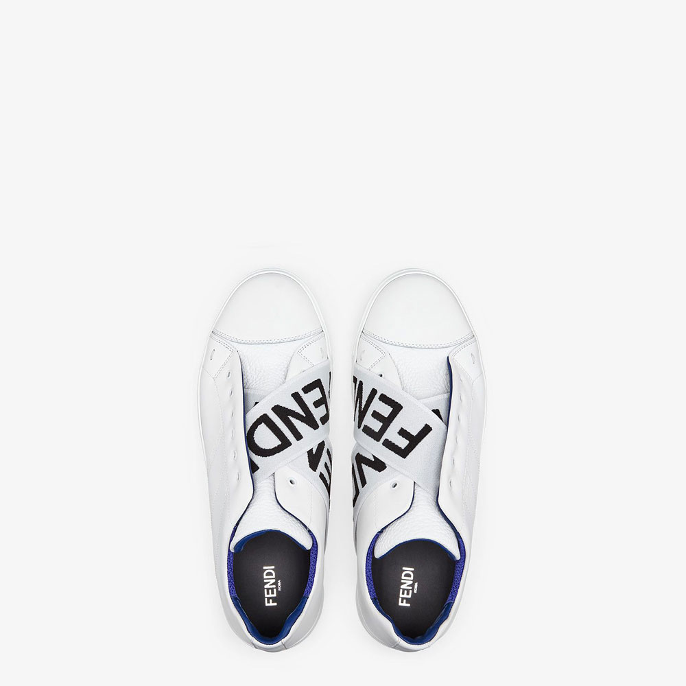 Fendi Sneakers White Leather Slip Ons 7E1198 ABOA F1AUG - Photo-2