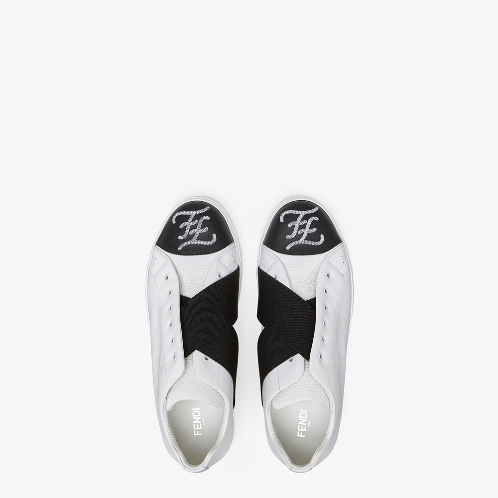 Fendi Sneakers White Leather Slip Ons 7E1266 A8PL F183N - Photo-2