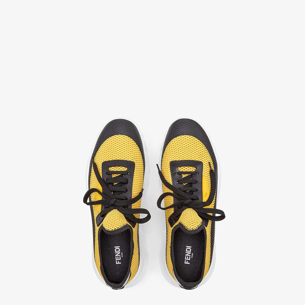Fendi Sneakers Yellow Tech Mesh Running Shoes 7E1292 A9SP F1ATJ - Photo-2