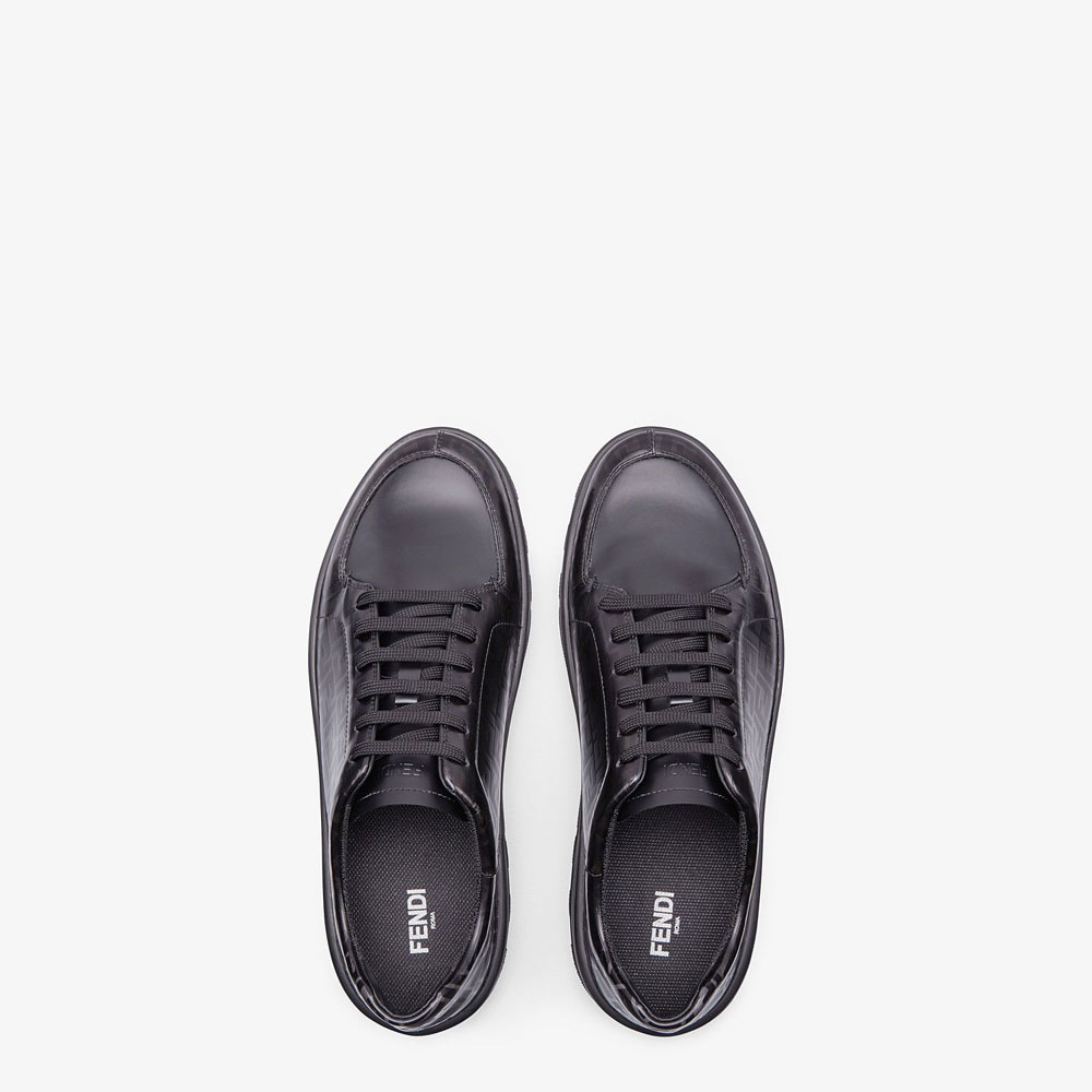 Fendi Sneakers Black Leather Low Tops 7E1297 A9SJ F18SX - Photo-2