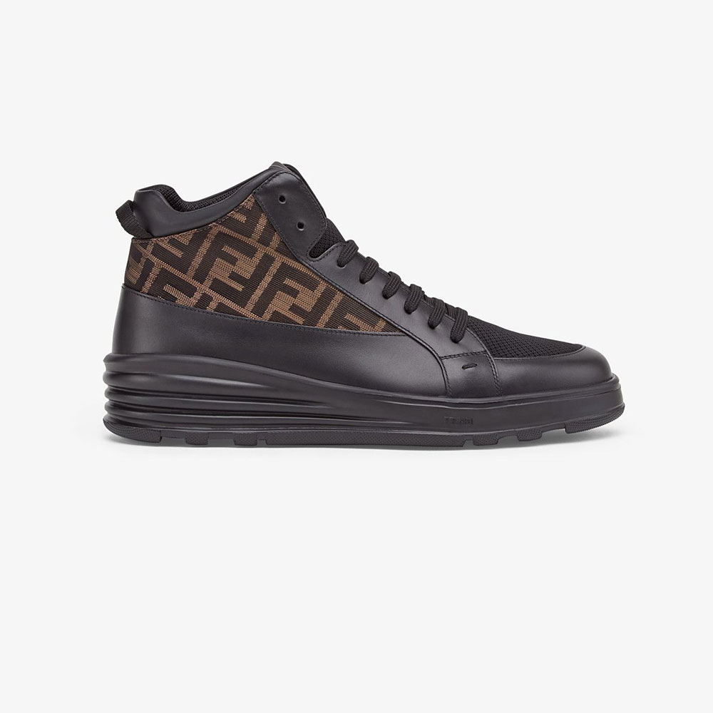 Fendi Sneakers Black Leather Mid Top 7E1315 A9SA F18SA