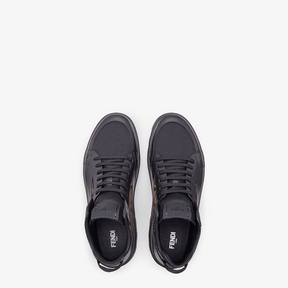 Fendi Sneakers Black Leather Mid Top 7E1315 A9SA F18SA - Photo-2