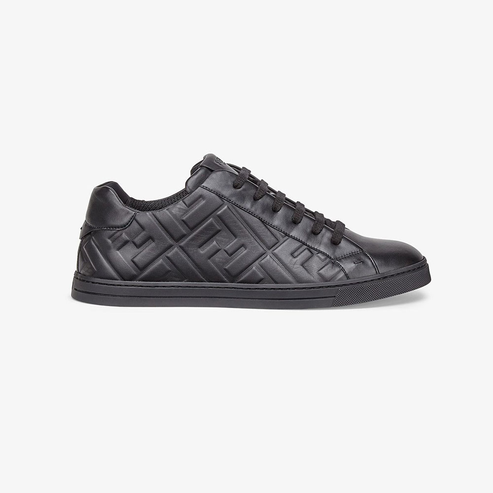 Fendi Sneakers Black Leather Low Tops 7E1374 ABNS F0ABB