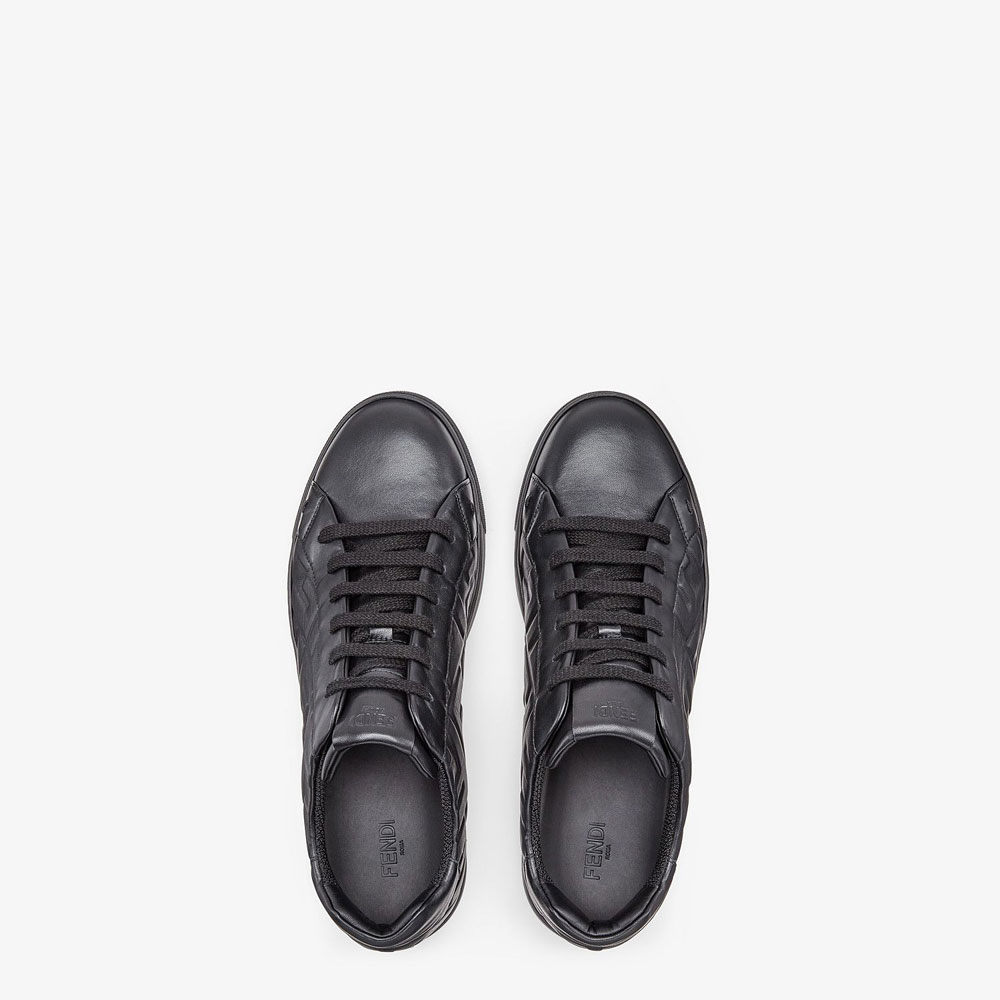 Fendi Sneakers Black Leather Low Tops 7E1374 ABNS F0ABB - Photo-2
