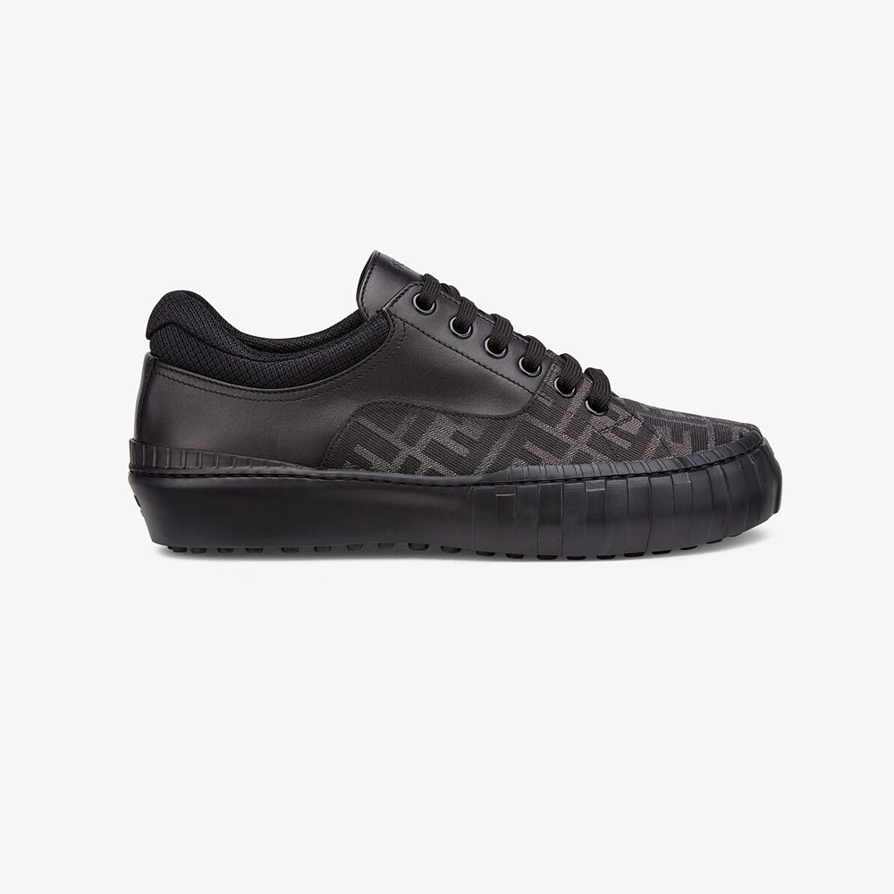 Fendi Sneakers Black Fabric Low Tops 7E1415 AF5C F1BO6
