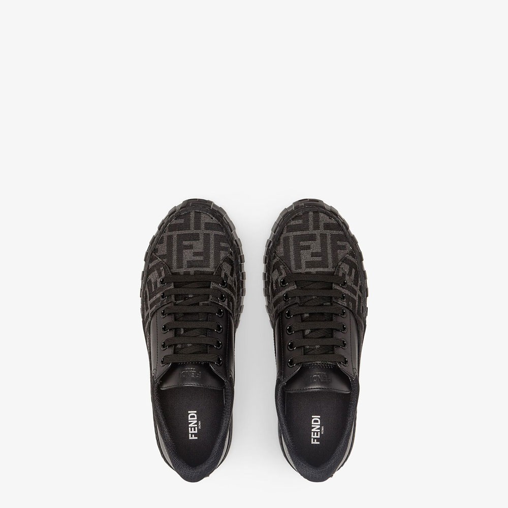 Fendi Sneakers Black Fabric Low Tops 7E1415 AF5C F1BO6 - Photo-2