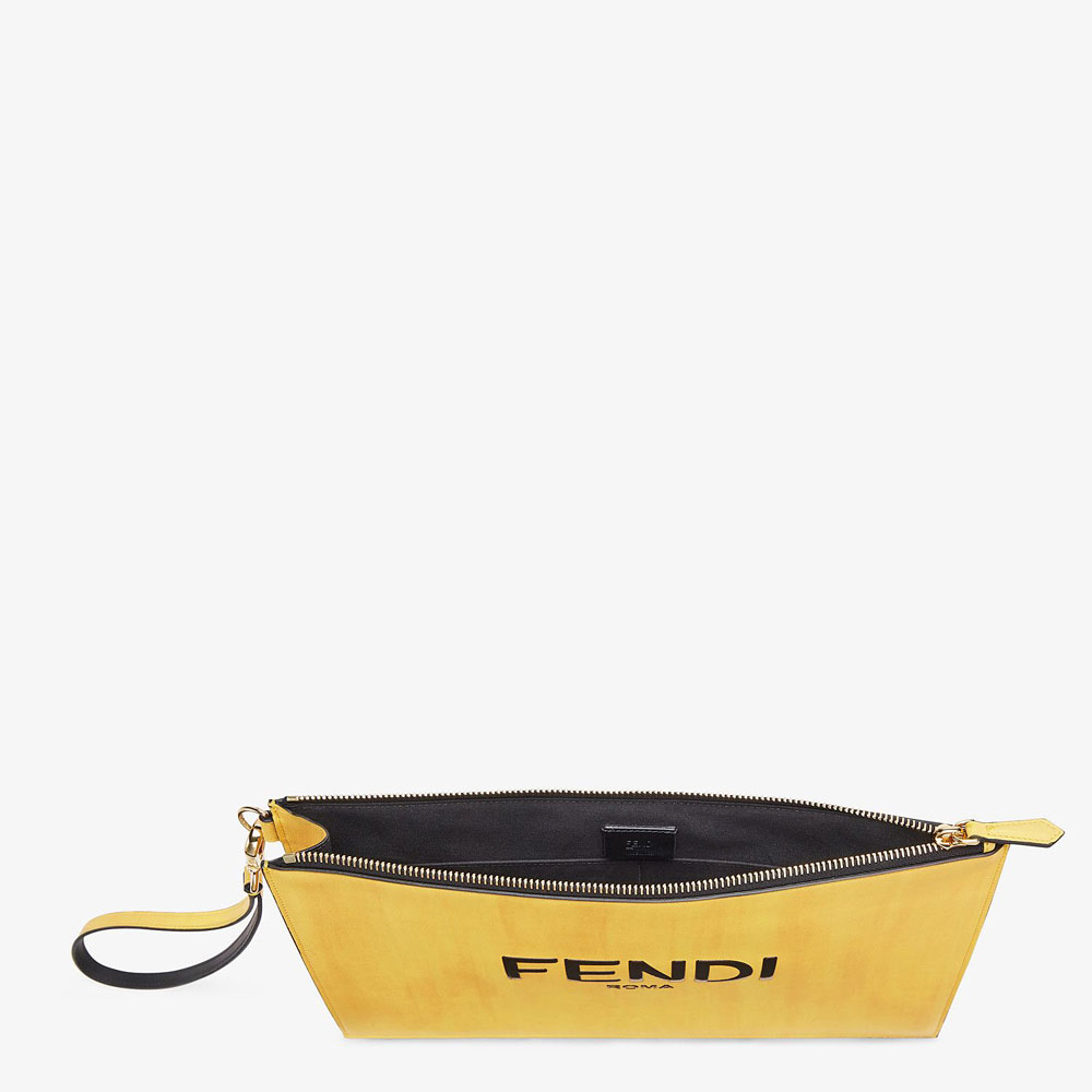 Fendi Flat Pouch Yellow Leather Pouch 7N0110 ADP6 F1CIA - Photo-3