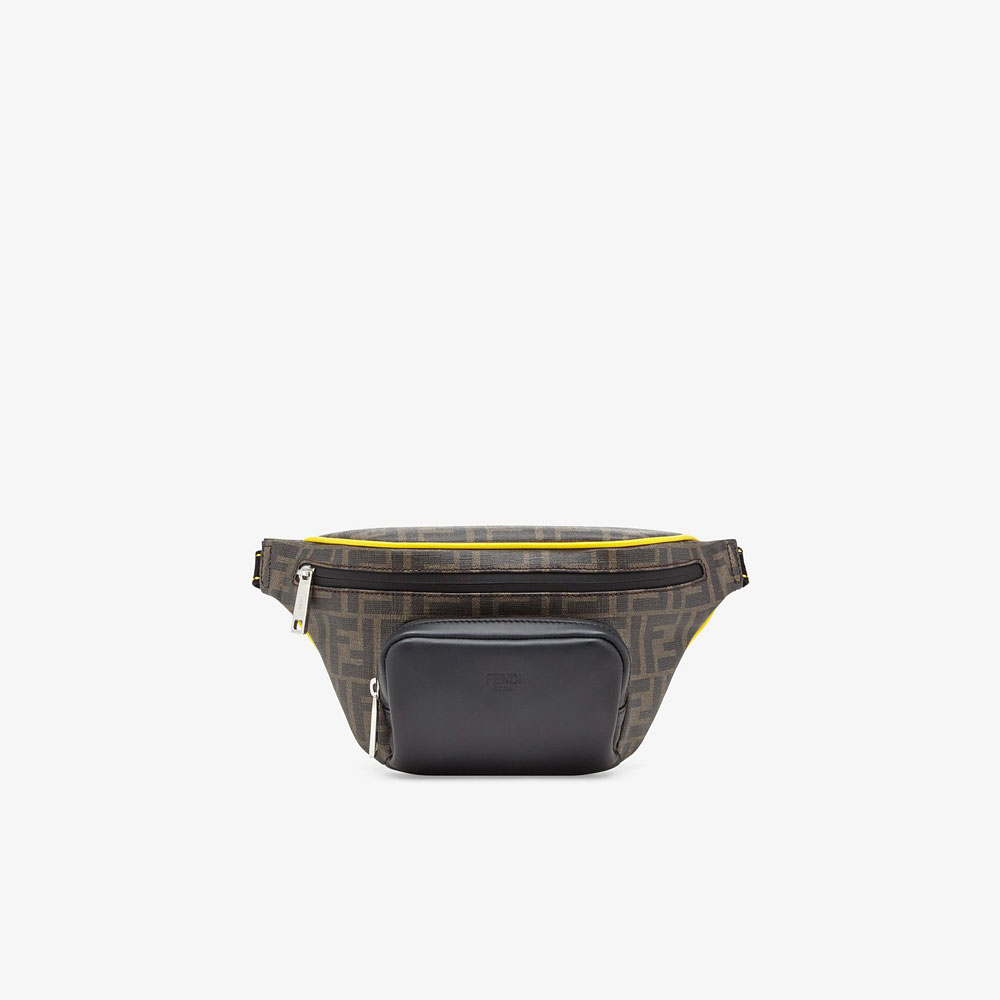 Fendi Brown Fabric Belt Bag 7VA446 A80Q F17Q0