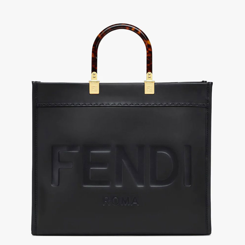 Fendi Sunshine Medium Black leather shopper 8BH386ABVLF0KUR
