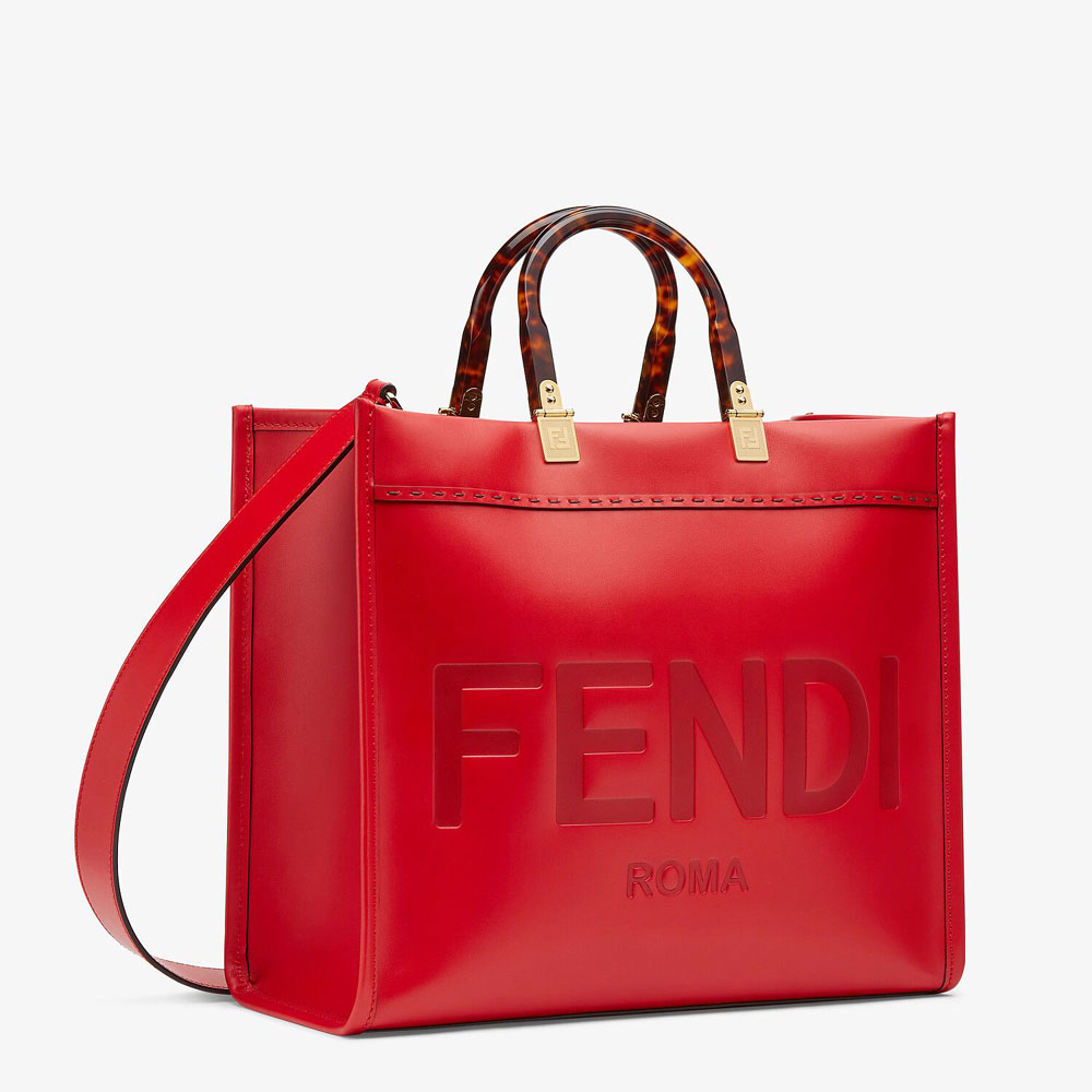 Fendi Sunshine Medium Red Leather Bag 8BH386 ABVL F0XVW - Photo-2