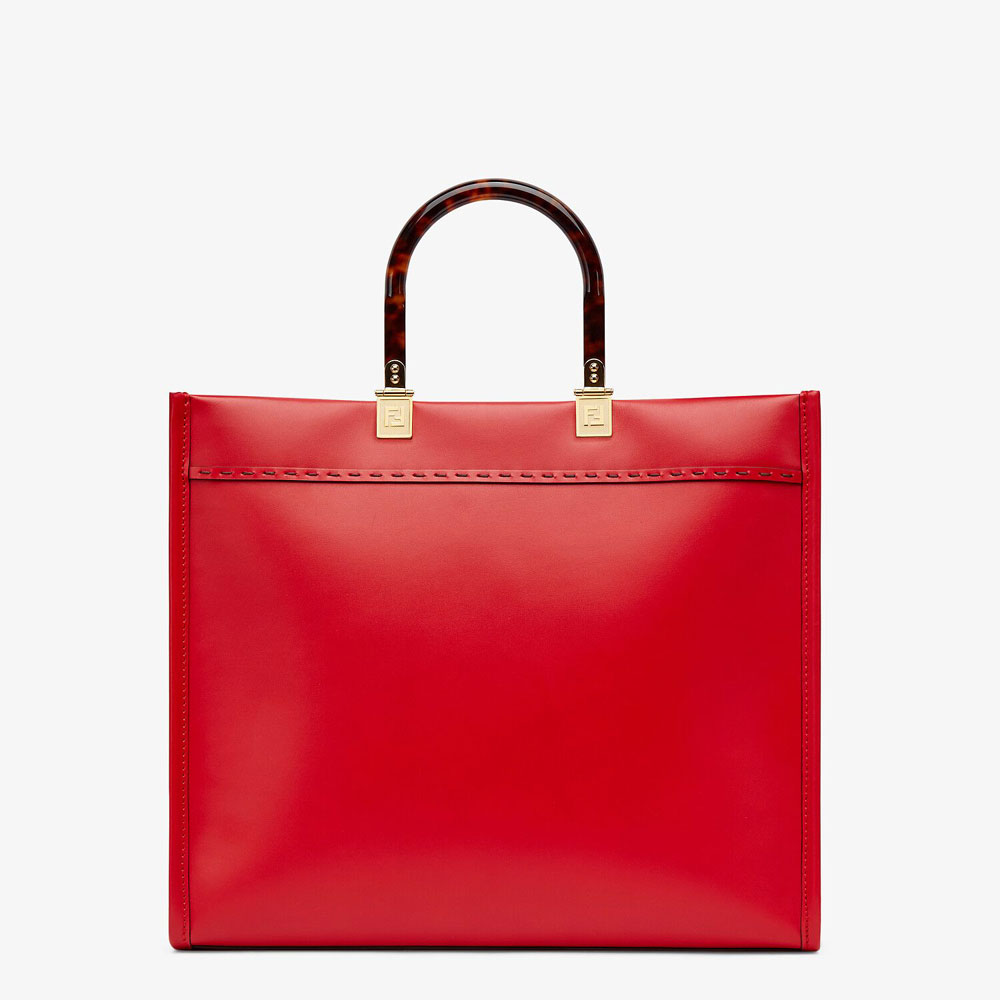 Fendi Sunshine Medium Red Leather Bag 8BH386 ABVL F0XVW - Photo-3