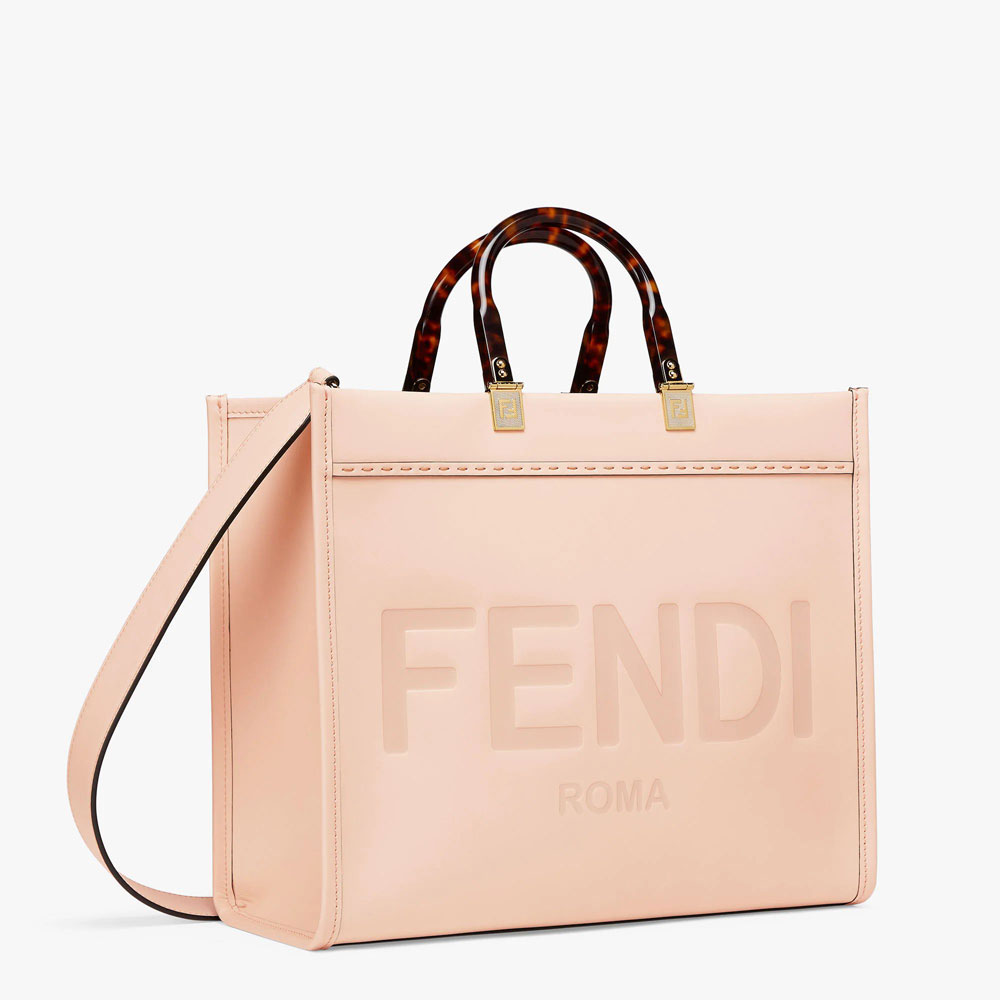 Fendi Sunshine Medium Pale pink leather shopper 8BH386ABVLF14N1 - Photo-2