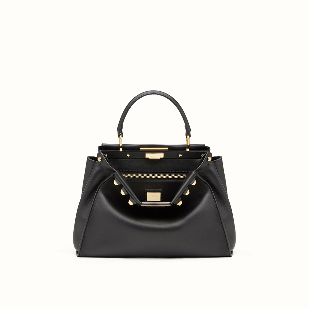 Fendi peekaboo regular gold edition black leather handbag 8BN290SR5F0KUR