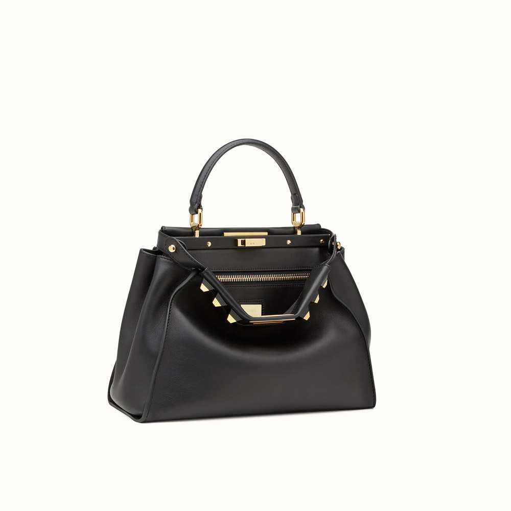 Fendi peekaboo regular gold edition black leather handbag 8BN290SR5F0KUR - Photo-2