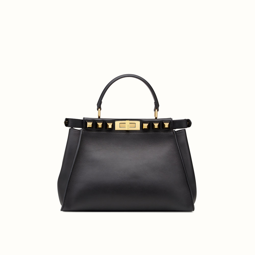 Fendi peekaboo regular gold edition black leather handbag 8BN290SR5F0KUR - Photo-3