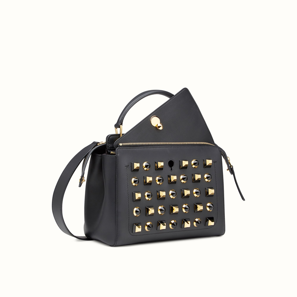 Fendi dotcom gold edition black leather handbag and clutch bag 8BN293SGMF0KUR - Photo-2
