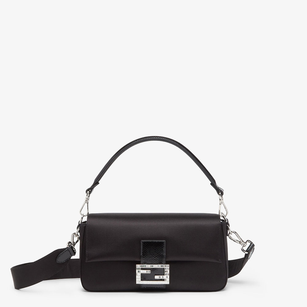 Fendi Baguette Re-Edition bag in black satin 8BR600AL9XF0GXN