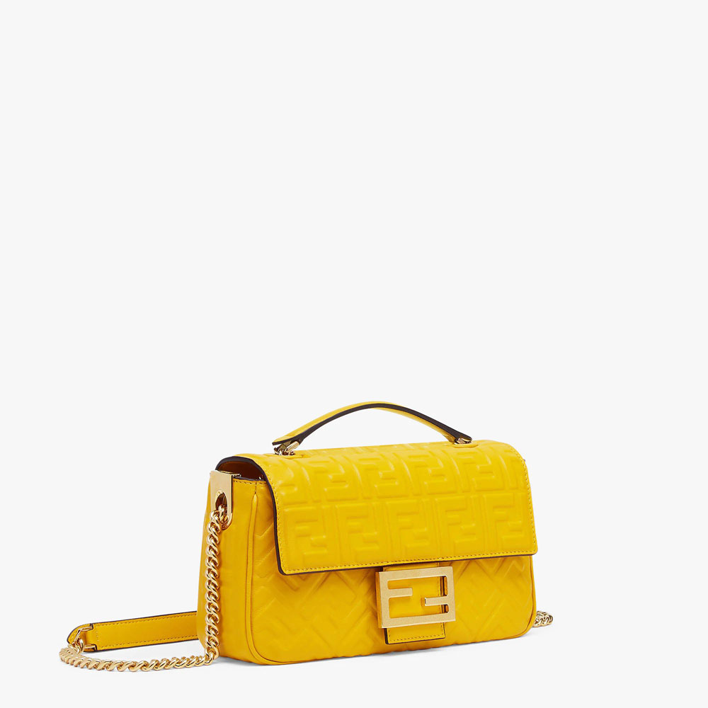Fendi Baguette Chain Midi Yellow nappa leather bag 8BR793AH9CF1E8V - Photo-2
