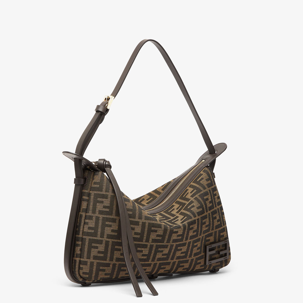 Simply Fendi Medium Brown FF jacquard fabric bag 8BR829AFPMF1GL7 - Photo-2