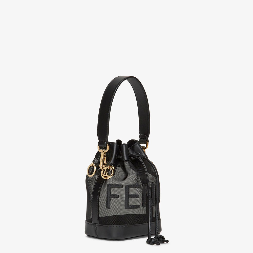 Fendi Mon Tresor Black Leather And Mesh Mini Bag 8BS010 AAYS F0KUR - Photo-3