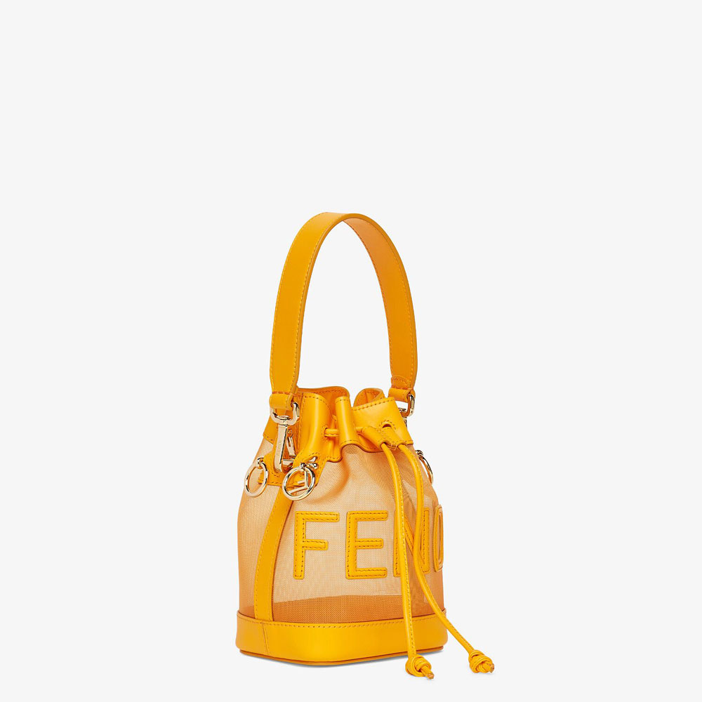 Fendi Mon Tresor Orange Leather And Mesh Mini Bag 8BS010 AAYS F1DUO - Photo-3