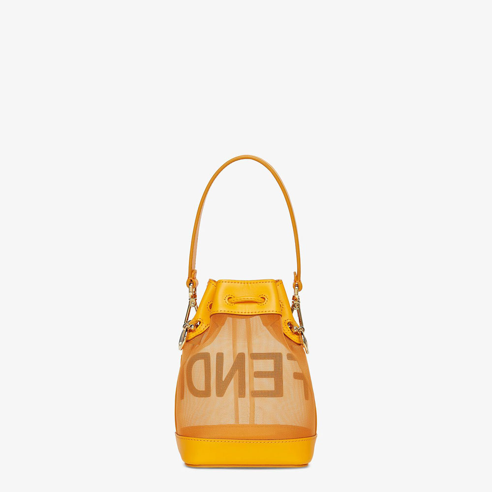 Fendi Mon Tresor Orange Leather And Mesh Mini Bag 8BS010 AAYS F1DUO - Photo-4